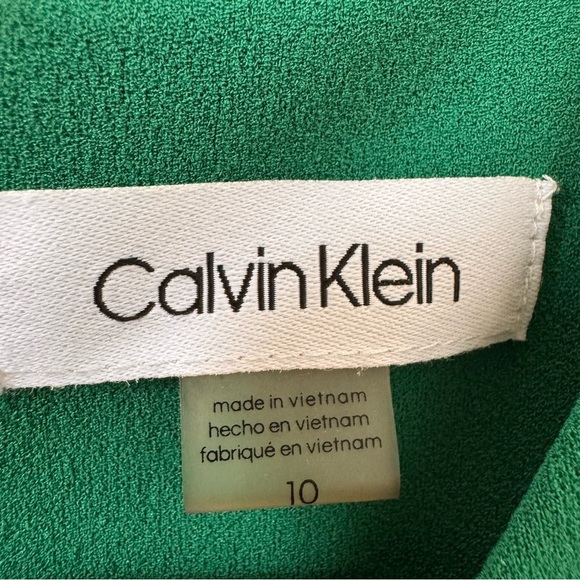 Calvin Klein Flounce Hem Midi Sheath Dress Green Size 10 - Picture 11 of 12